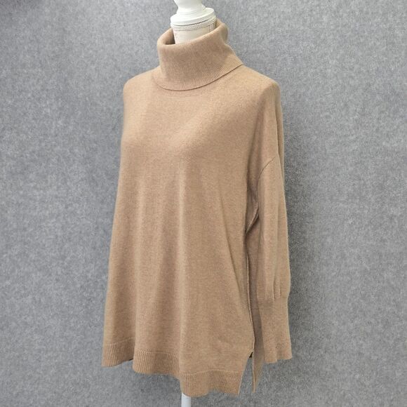 Joie Womens Small Wool Cashmere Camel Beige Long Sleeve Turtleneck Sweater - Picture 3 of 13